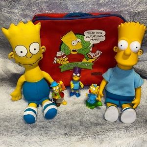 Vintage Bart Simpson bundle of dolls, figures & thermos lunch box
